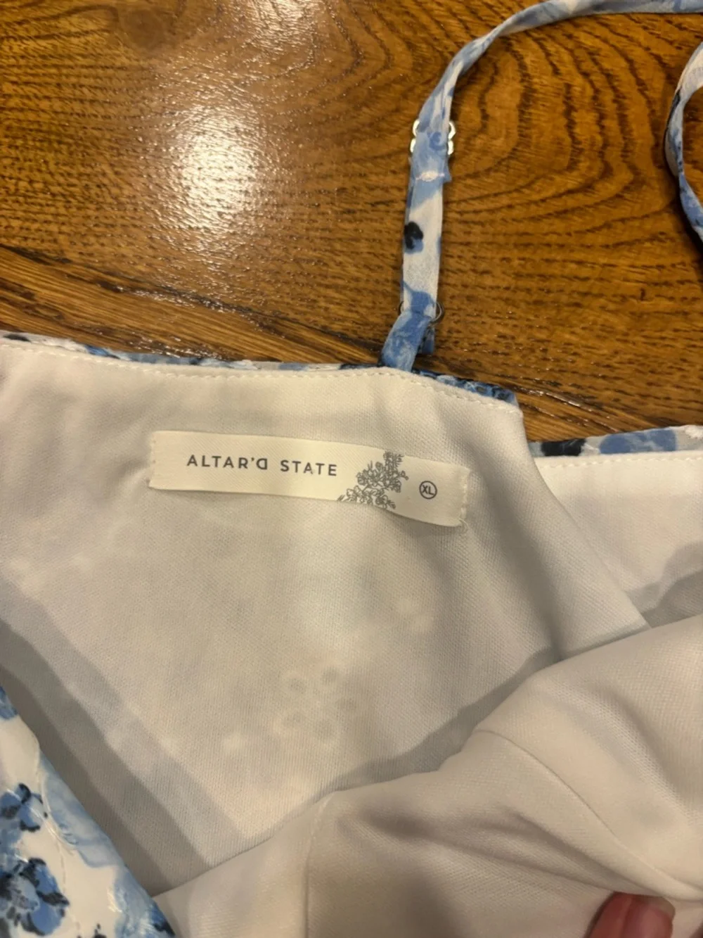 Altar'd State Tatiana Women's Floral Blue/White XL/Spring Summer Mini Dress - Picture 4 of 5